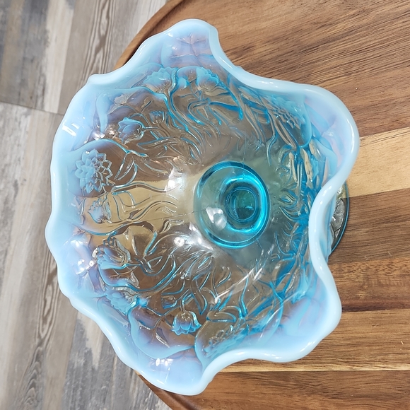 Fenton Water Lily Opalescent Compote - Picture 3 of 6